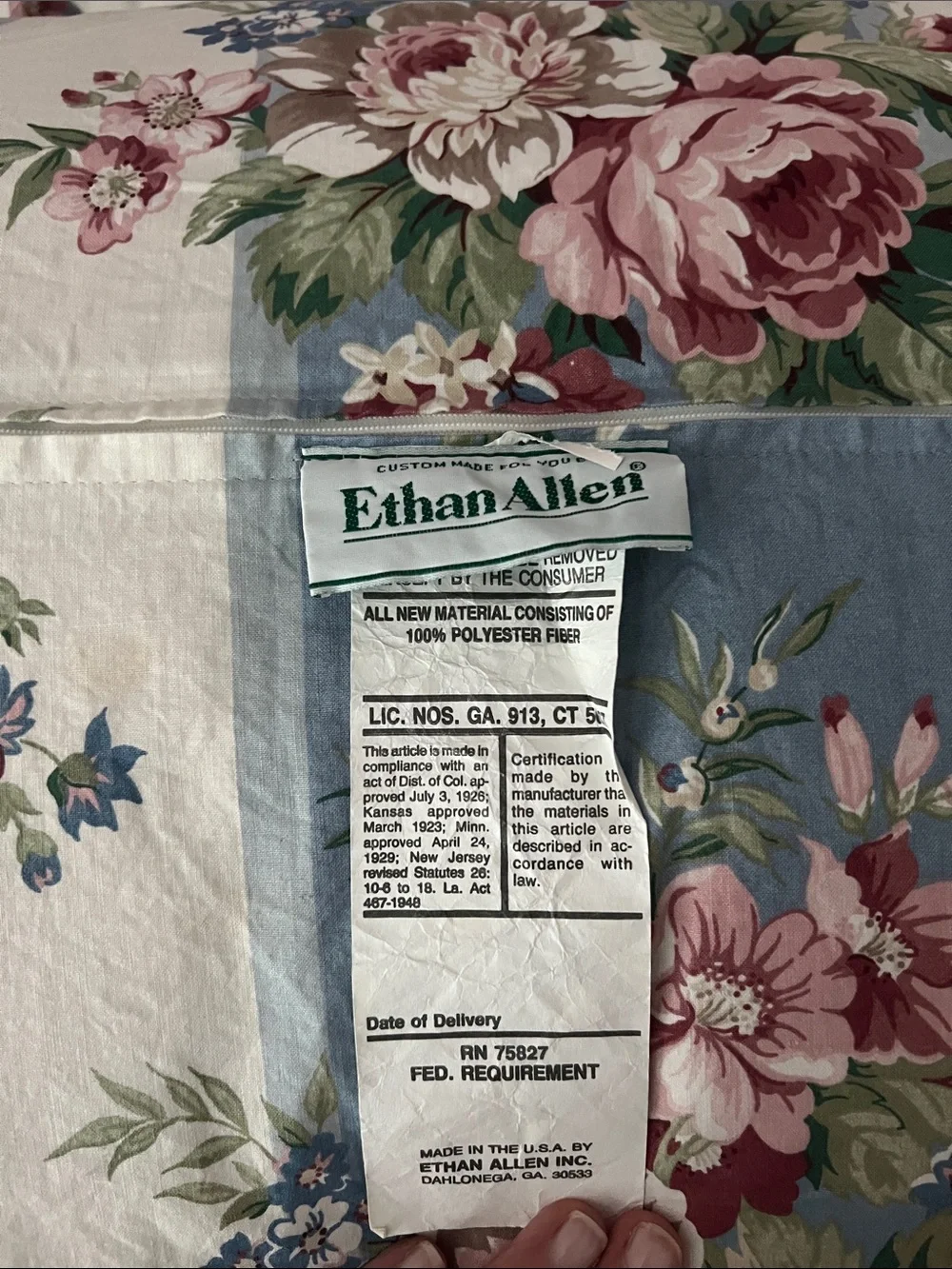 Ethan Allen Custom Bedding Shams Floral Strip Victorian Cottagecore Shabby Chic